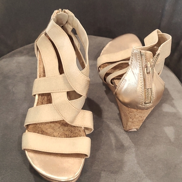 Gold Sandals Cork Wedge | Poshmark